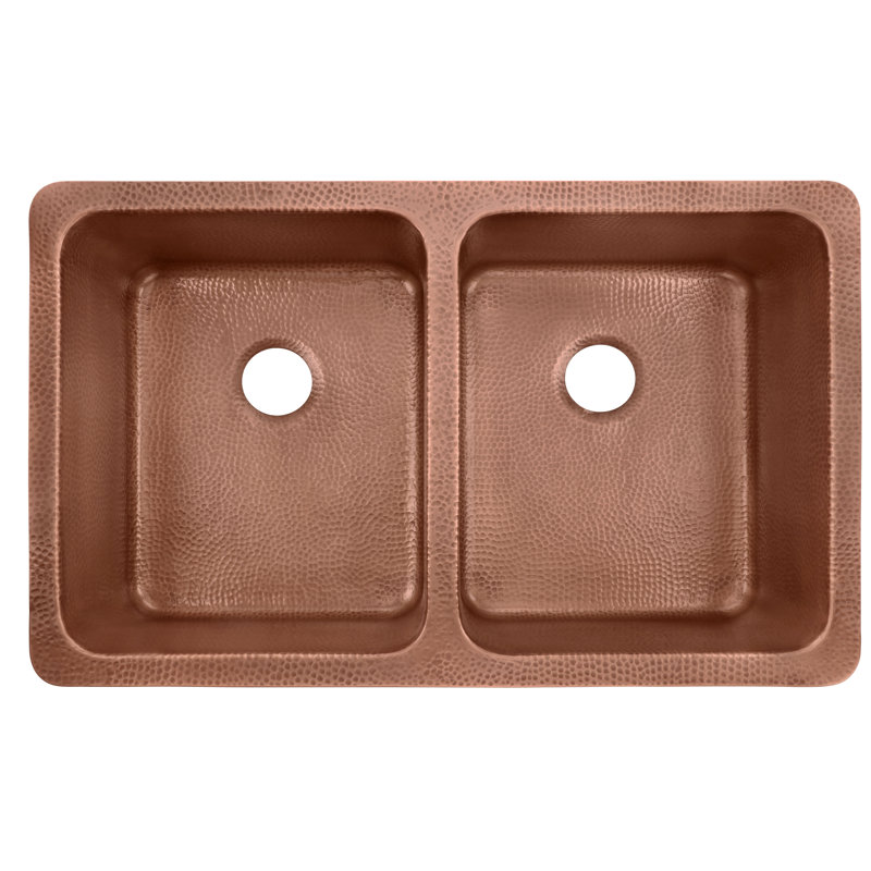 Sinkology Renzan Copper 36 L X 22 W Double Basin Antique Copper