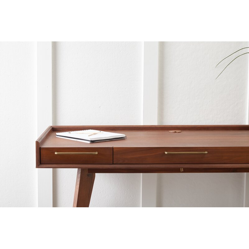 Brayden Studio Moffitt Solid Wood Writing Desk Wayfair