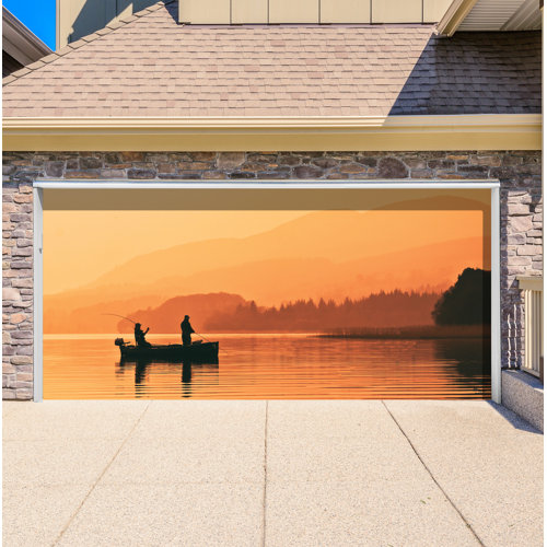 Loon Peak Fishing Boat Sunset Garage Door Mural Wayfair