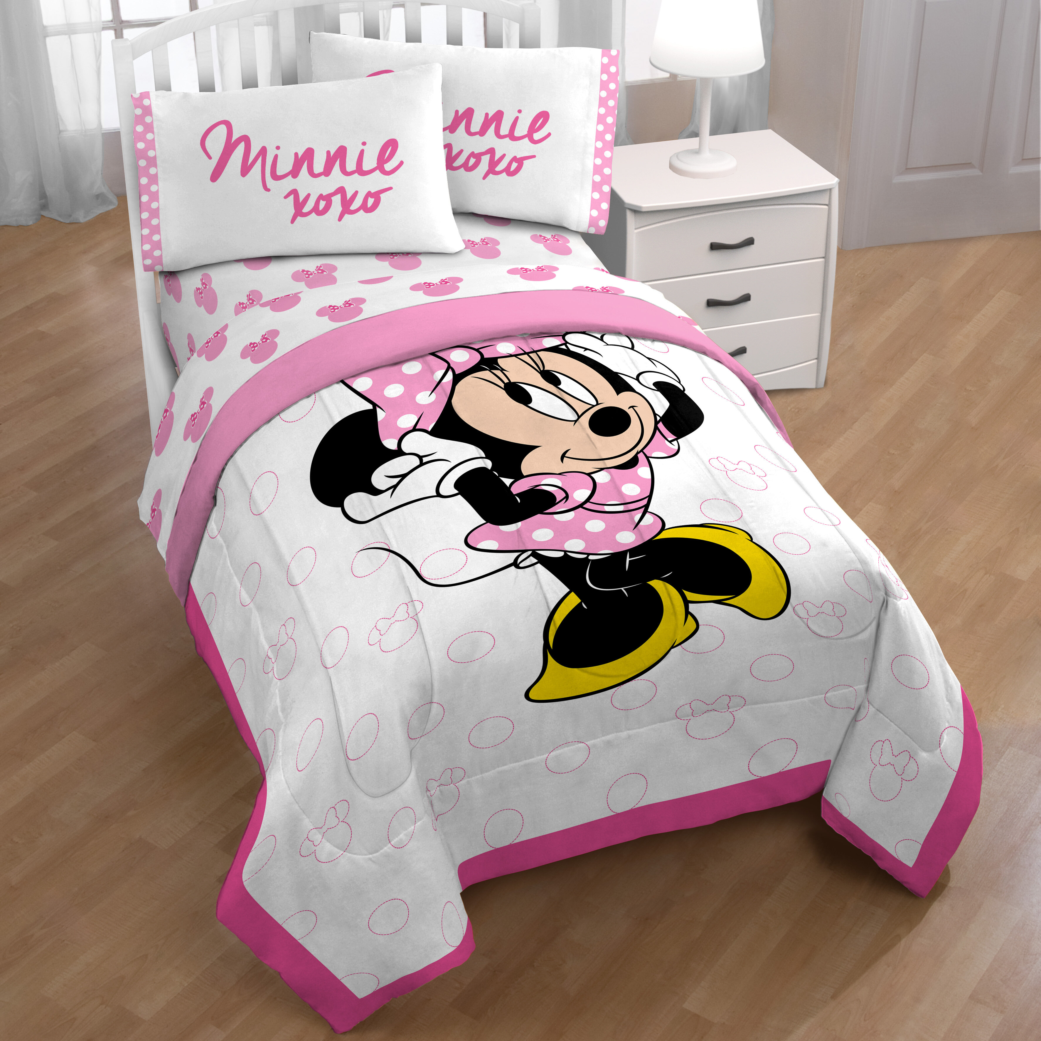 Disney Minnie Mouse Twin Bed 3 Pcs Flannel Twin Sheet Set for Kids