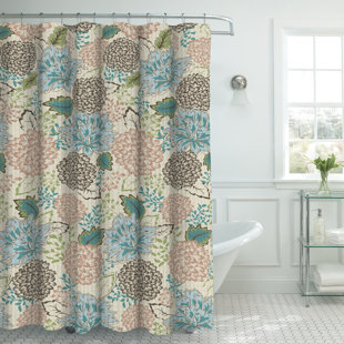 15Piece Premium Banded Shower Curtain Bath Set With Geometric,and Floral Designs 