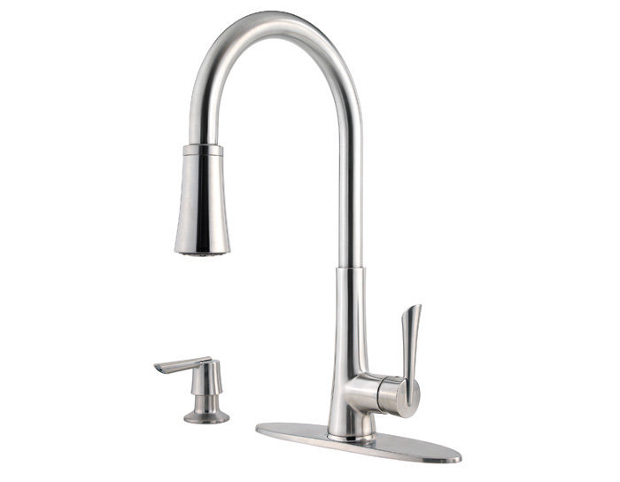 Pfister Mystique Pull Out Single Handle Kitchen Faucet With Soap
