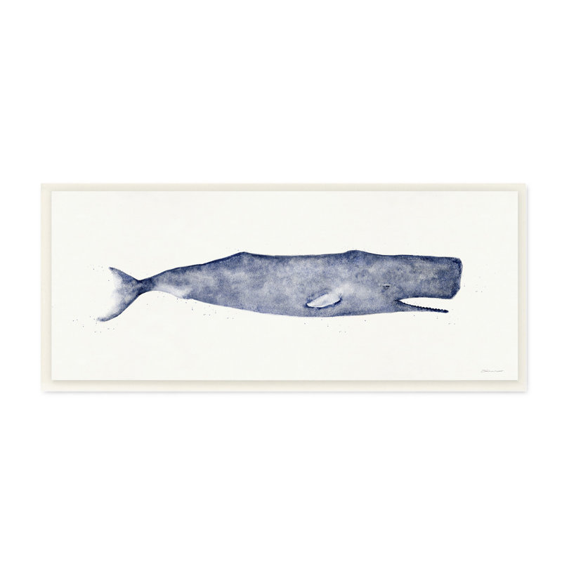 Breakwater Bay Classic Whale Watercolor Blue Illustration