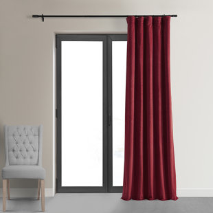 Modern Room Divider Drapes Solid Flocked Black Velvet 96 inch Curtain Long Panel 
