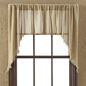 Francoise Cloth Khaki Fringed Swag Curtain Valance (Set of 2)