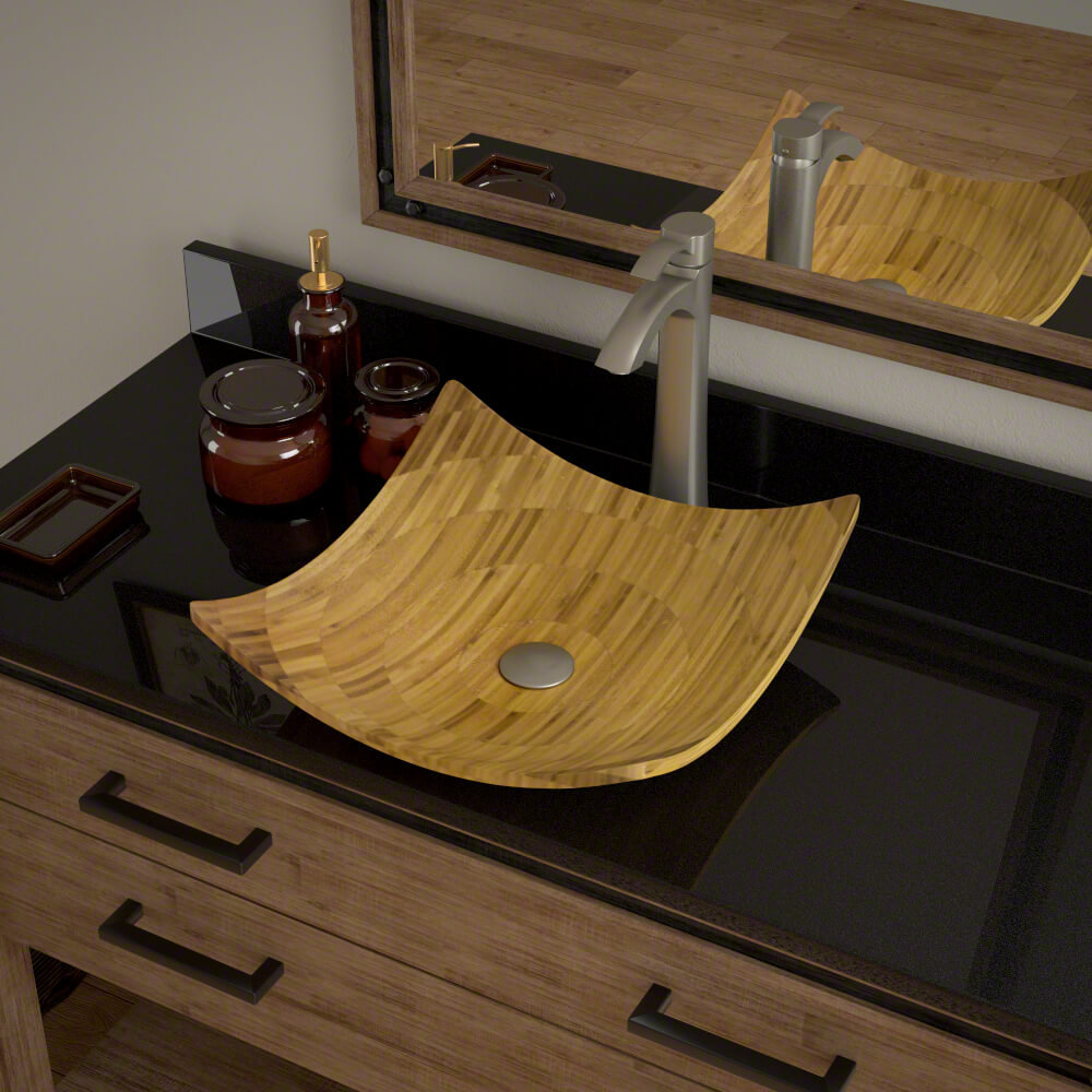 Mrdirect Bamboo Square Vessel Bathroom Sink With Faucet Wayfair Vessel Bathroom Sink With Faucet