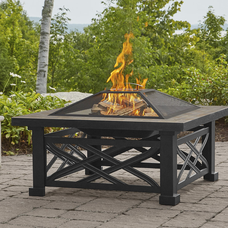 Real Flame Larkspur Iron Wood Burning Fire Pit Table Wayfair