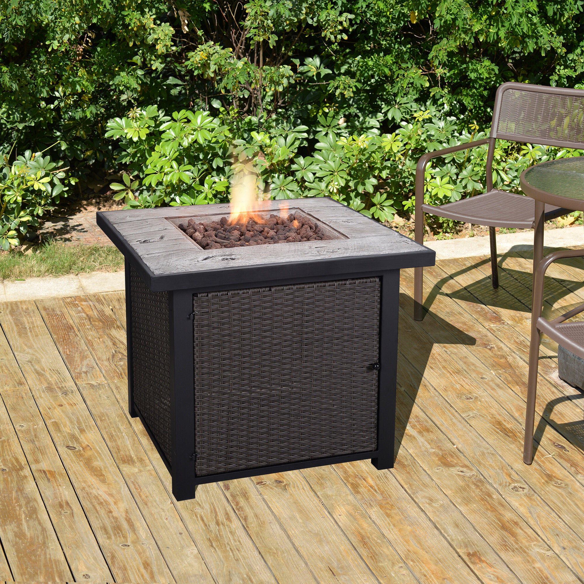 Peaktop Outdoor Clay Propane Fire Pit Table Wayfair Ca