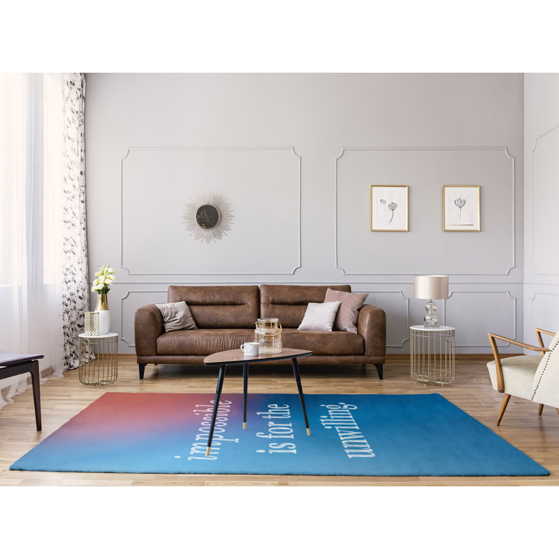 East Urban Home Multicolor Background Impossible Quote Poly Chenille Rug Wayfair