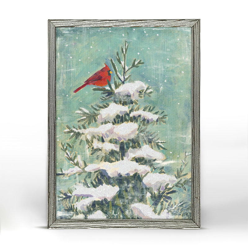 The Holiday Aisle Cardinal On A Pine Tree Acrylic Painting Print