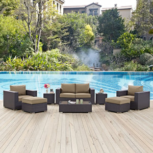 Ryele Outdoor 8 Piece Patio Seating Group with Sunbrella Cushions