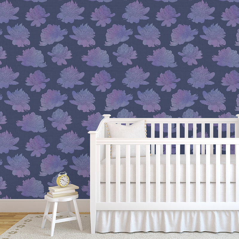 Ebern Designs Kennith Descending Peonies 48 L X 24 W Paintable Peel And Stick Wallpaper Panel Wayfair