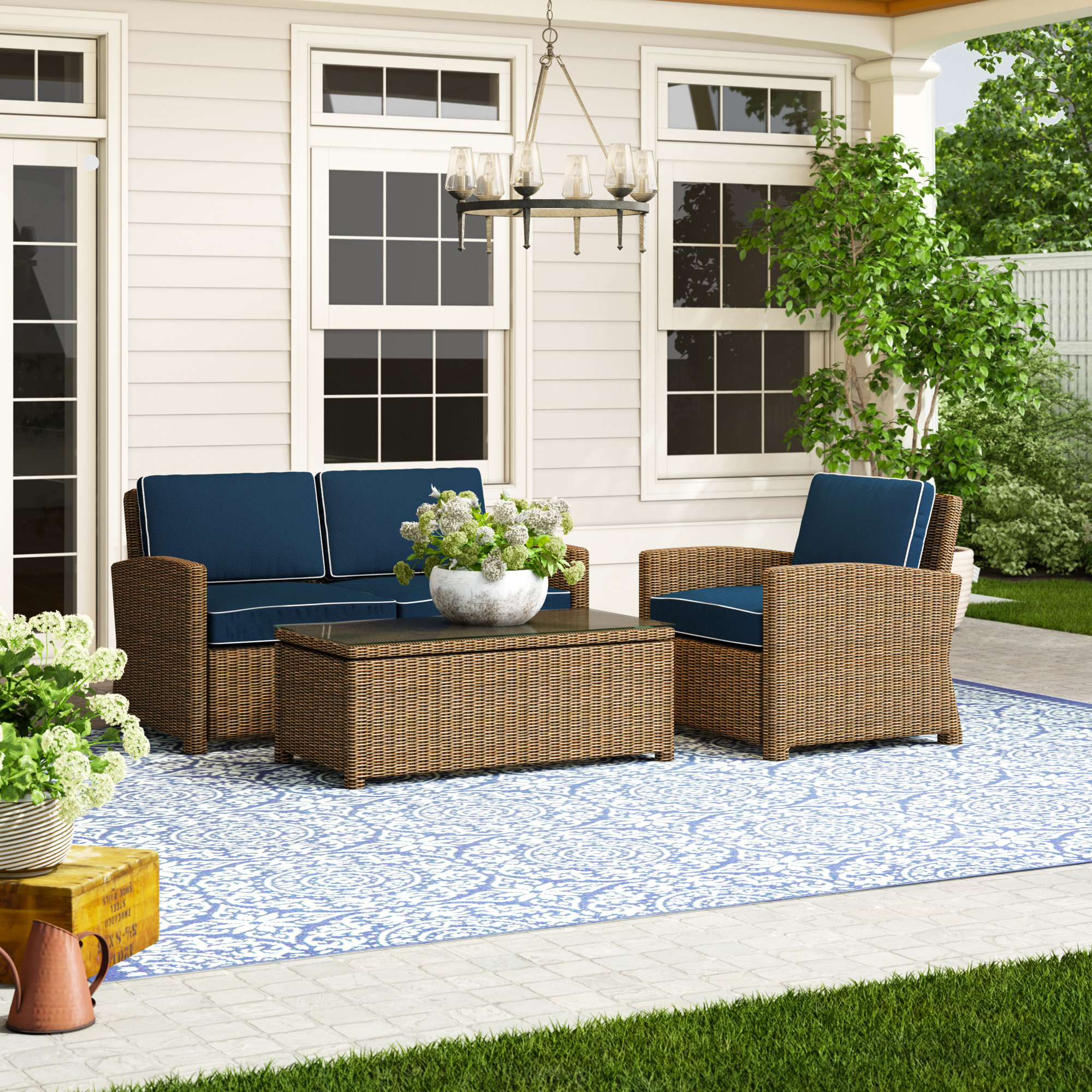 Lawson 4 Piece Rattan Sofa Seating Group With Cushions Reviews Birch Lane