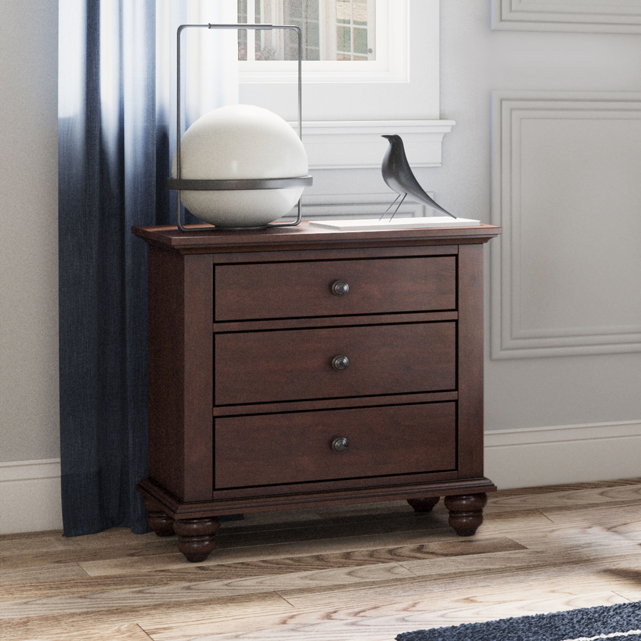 Canora Grey Park Ridge 3 Drawer Solid Wood Nightstand In Espresso Brown Wayfair