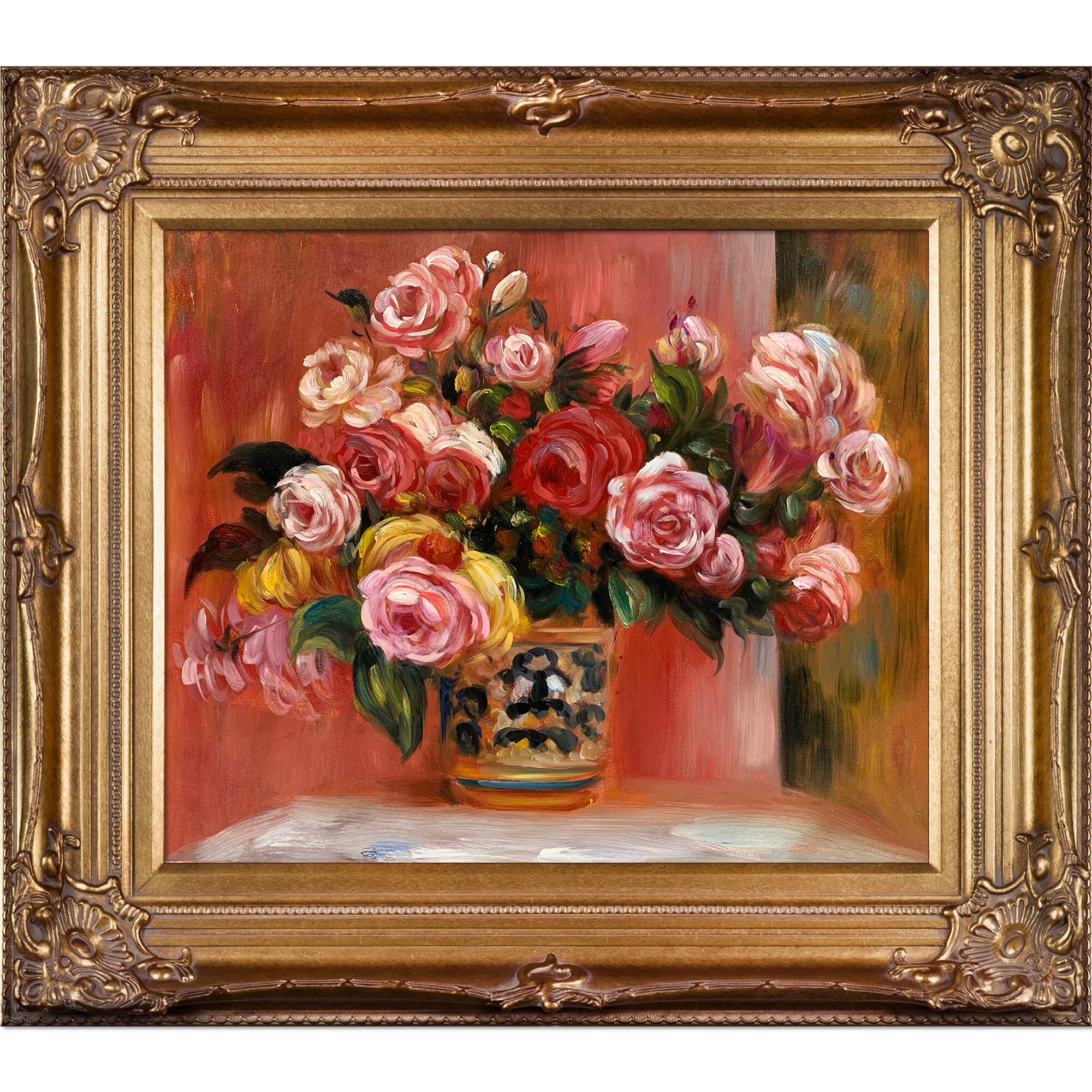 La Pastiche Roses In A Vase 1914 By Pierre Auguste Renoir Framed