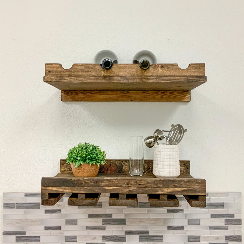 Berlyn Solid Wood Wall Mounted Wine Bottle Glass Rack Reviews Birch Lane