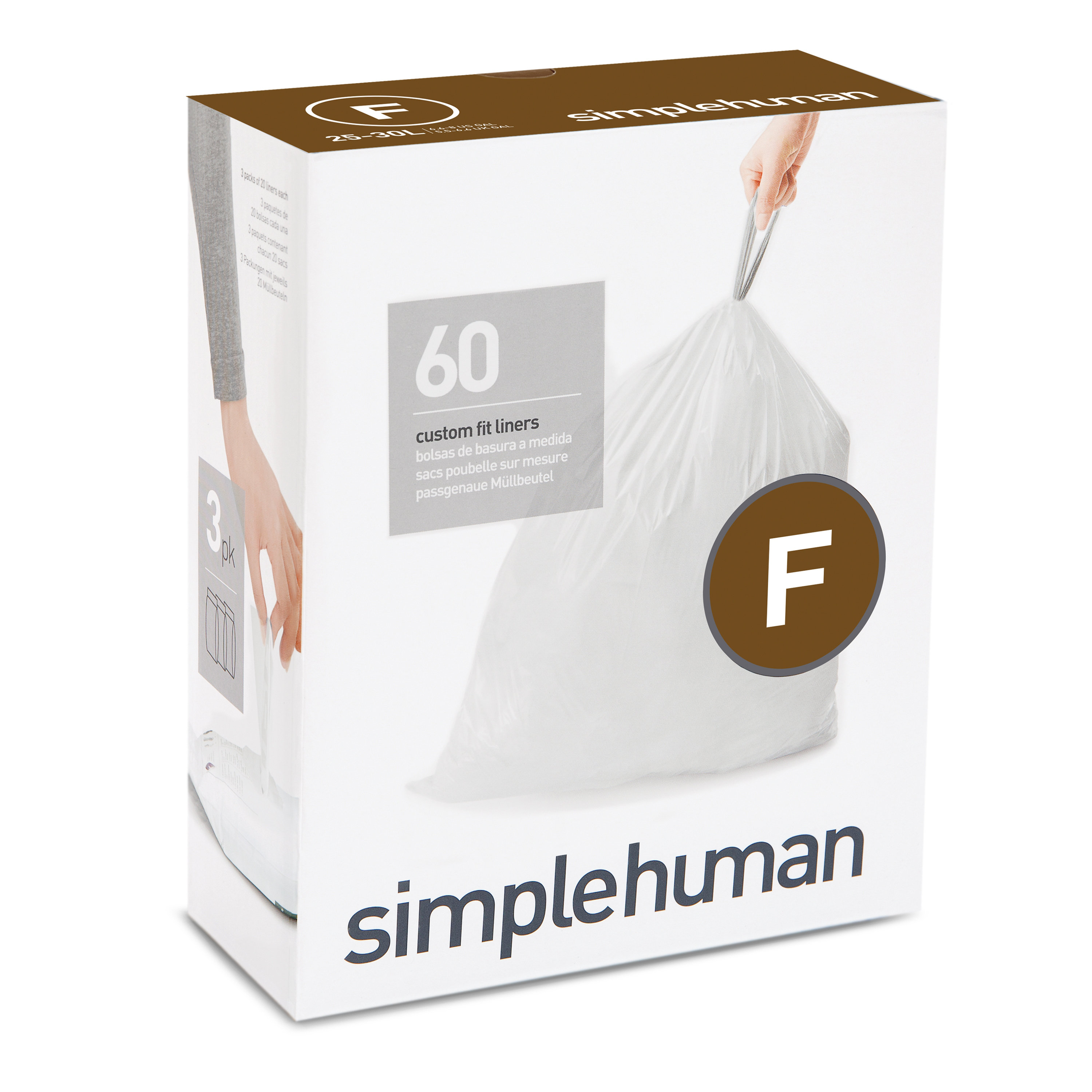 Simplehuman Liners Code F Custom Fit 6 Gal Trash Bags 60 Count Code F Custom Fit 6 Gal Trash Bags