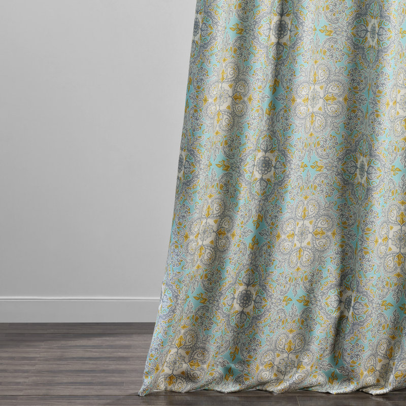 Charlton Home Washam Printed Linen Textured Floral Room Darkening Rod Pocket Single Curtain Panel Wayfair