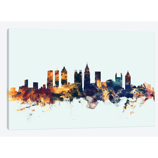 East Urban Home Skyline Series Atlanta Georgia Usa On Blue