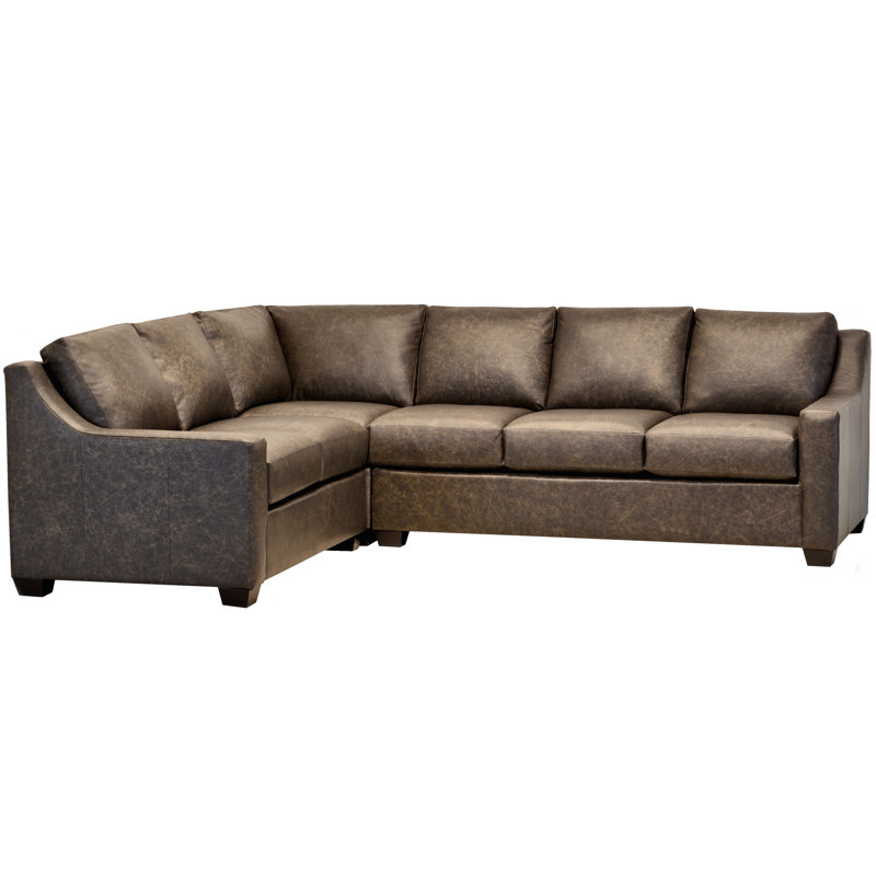 Ebern Designs Godinne 117 Wide Genuine Leather Corner Sectional Wayfair