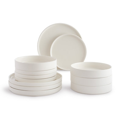 222 Fifth Kaden 12-Piece Modern Dinnerware Set - Service For 4, Plate & Bowl Set