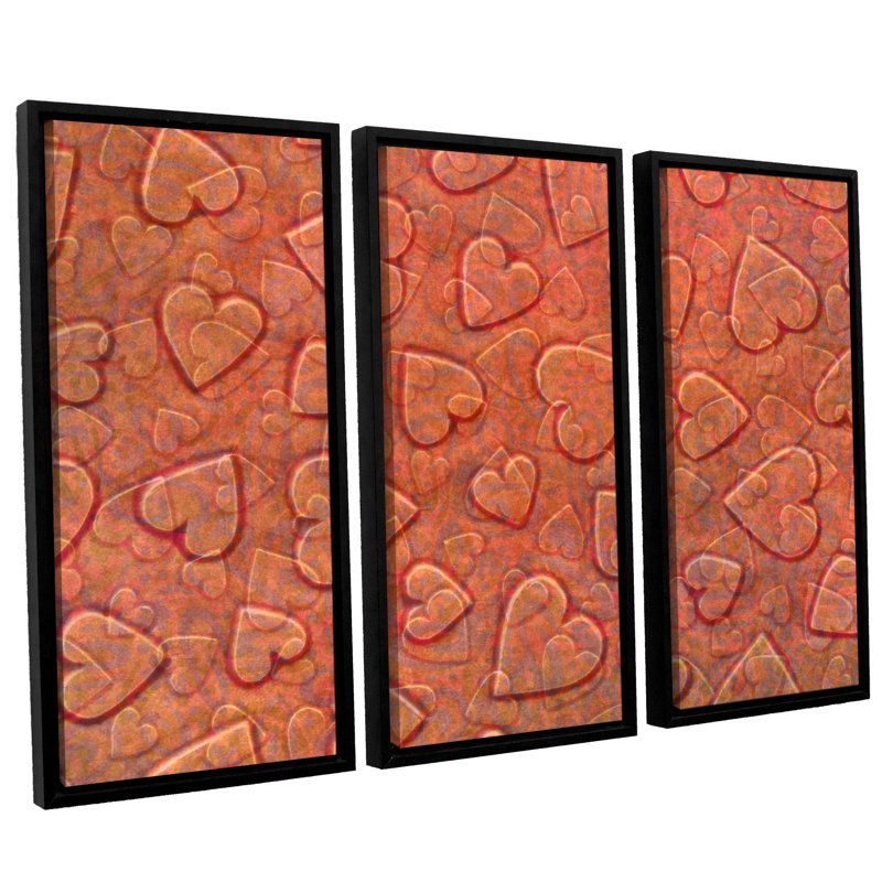 Isabelle Max Lenny Large Heart Mixed Pattern 3 Piece Rectangle Framed Art Wayfair
