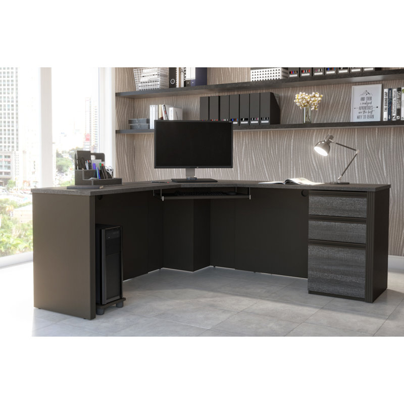 Ebern Designs Kenworthy Reversible Corner Executive Desk With Pedestal Reviews Wayfair