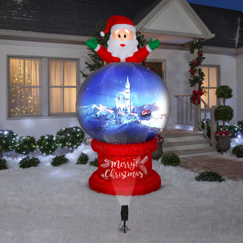 The Holiday Aisle Living Projection Airblown Santa On Globe