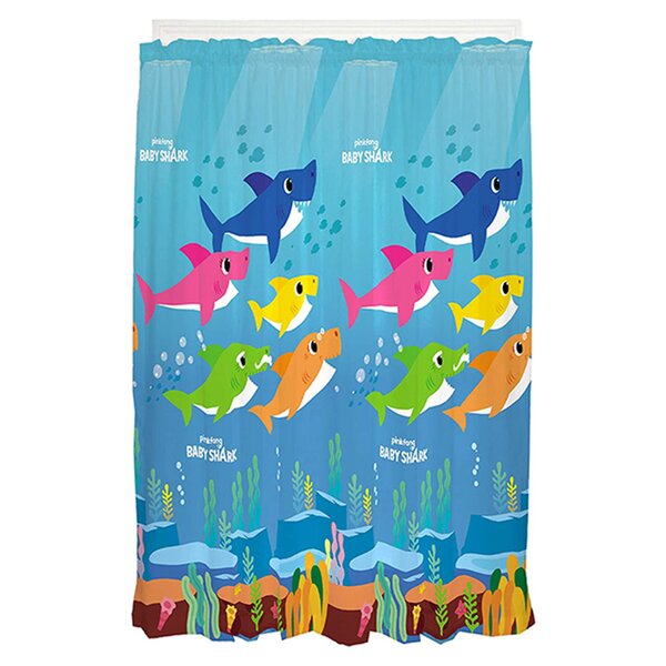 Fish Curtains Cartoon Shark Types Wild Window Drapes 2 Panel Set 108x84 Inches 