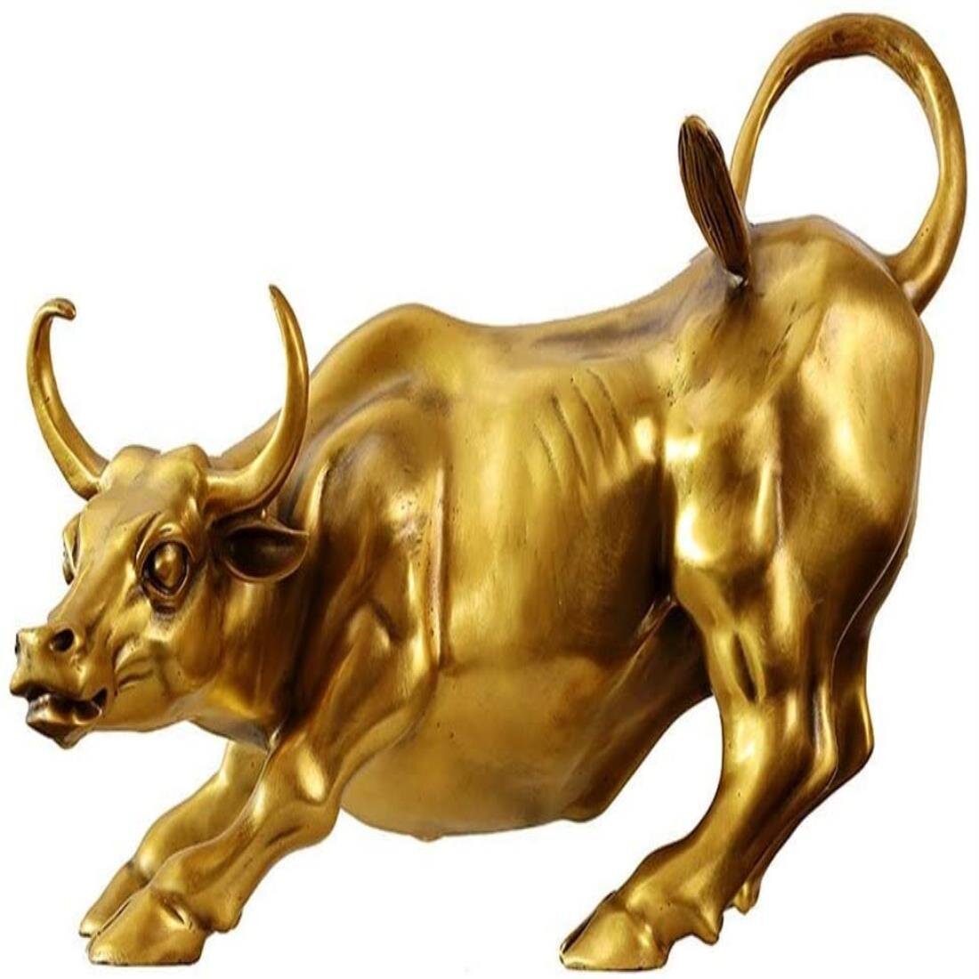 Symbol of Career and Wealth Cow Figure Statues Ox Sculptures for Home Living Room Office Decoration Wall Street Bull Art Decor Brass Bull Statue 
