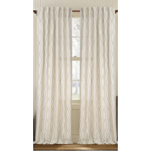 Henna Geometric Semi-Sheer Rod Pocket Single Curtain Panel