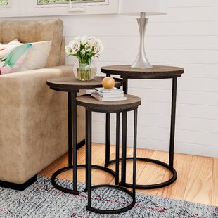 Nest of Table Nesting Table Side Nest of Coffee Tables Set Industrial Nesting Table Set of 3 Coffee Tables Multifunctional End Side Tables with Wooden Tops for Home Office Living Room