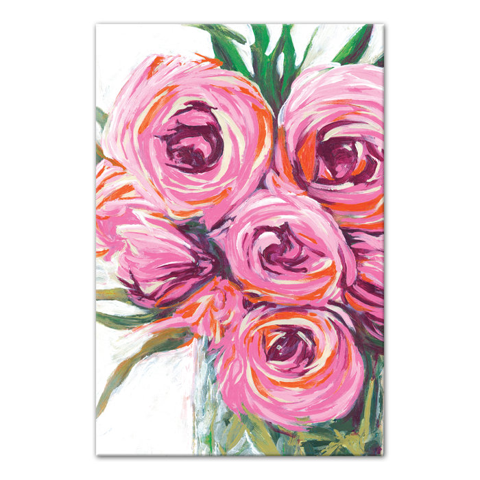 House Of Hampton Vase With Bright Flowers Acrylic Painting Print