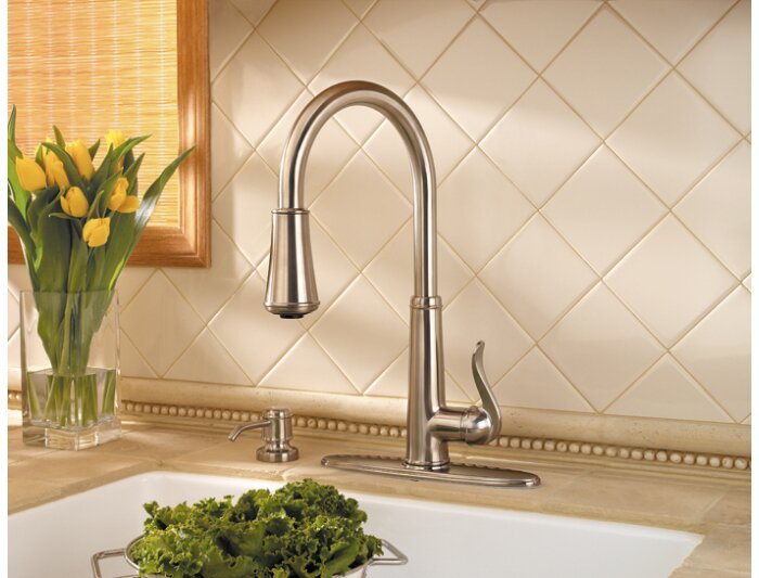 Pfister Ashfield Pull Down Single Handle Kitchen Faucet With Soap
