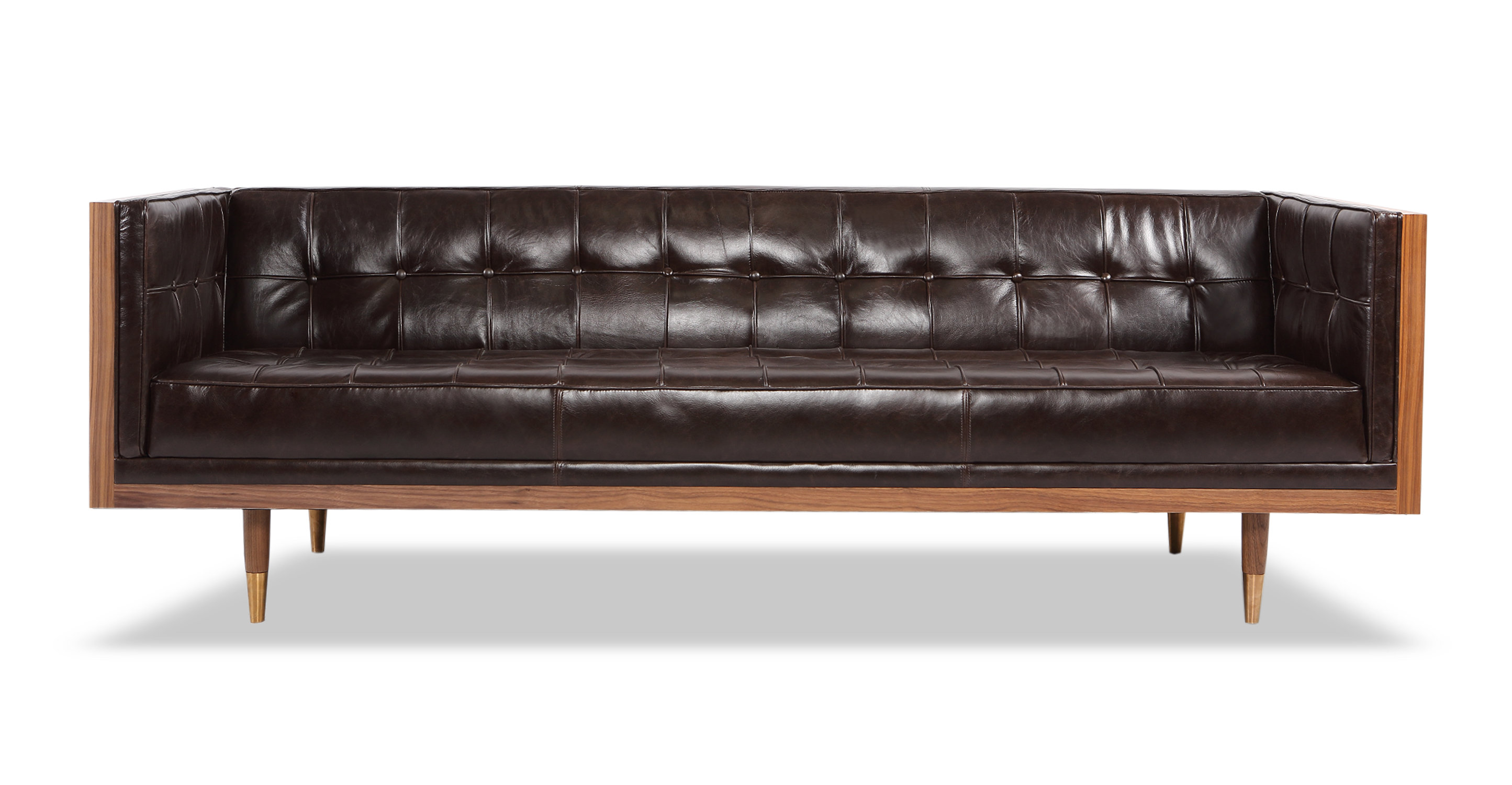 Carey Mid Century Modern Box Leather Sofa Reviews Allmodern