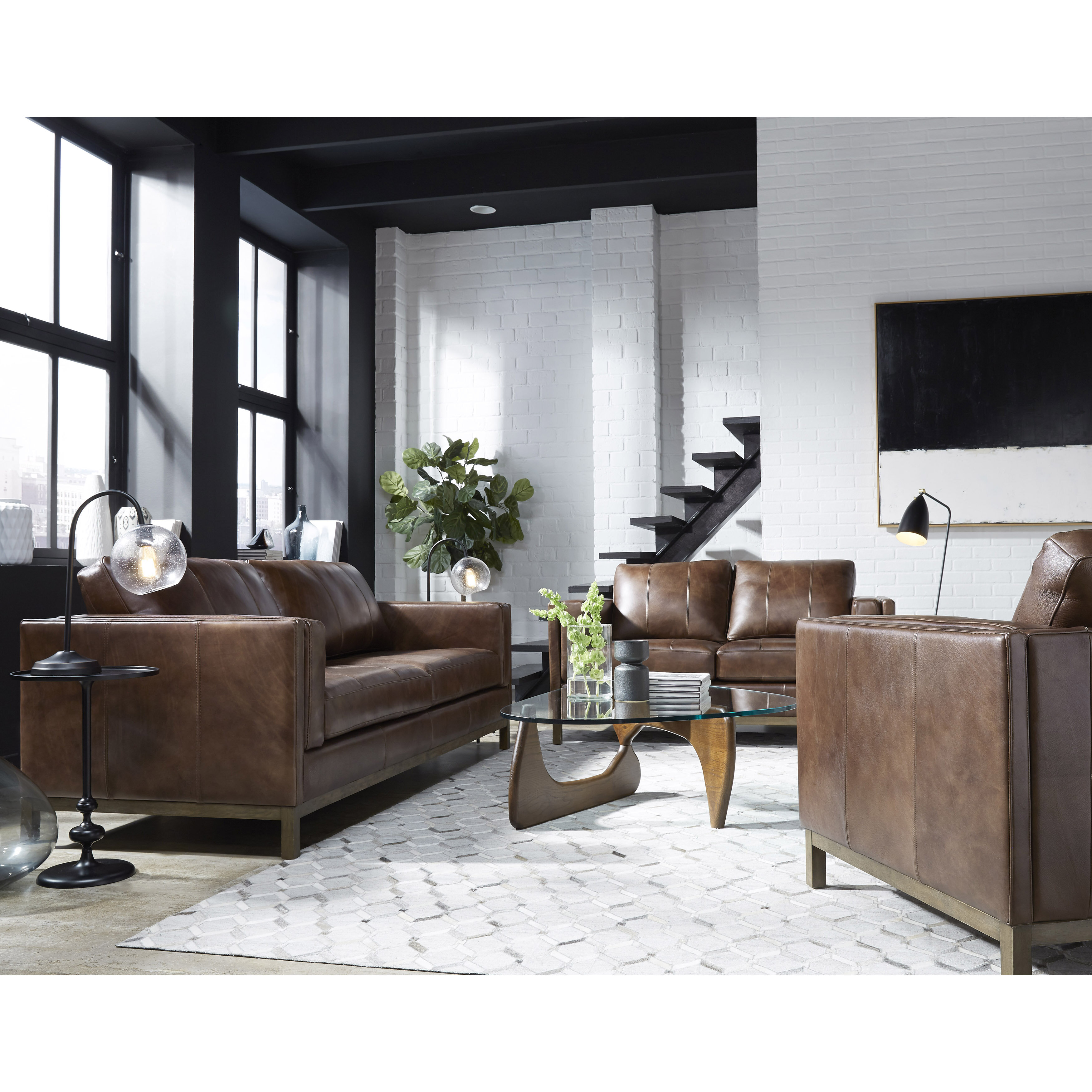 17 Stories Tabor Leather Standard Configurable Living Room Set Wayfair