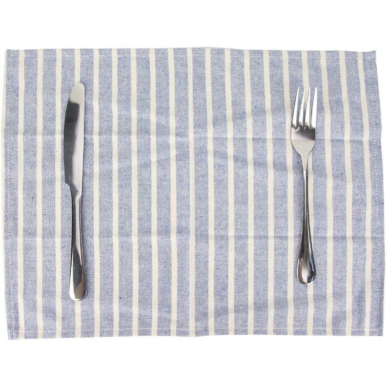40 x 30 cm Set of 12 Soft Broad Striped Linen Cotton Dinner Cloth Napkins 