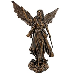 BRONZE FINISH RESIN HAND PAINTED MOURING ANGEL 5.5" TALL FIGURINE STATUE 