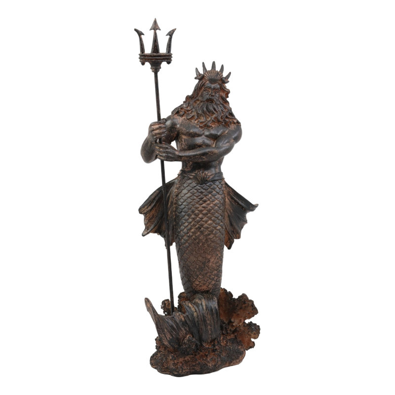 Breakwater Bay Frieda Greek Mythology God Of The Seas And Tremors Merman Poseidon Figurine Reviews Wayfair