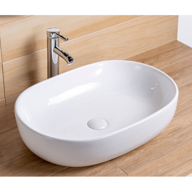 Factory Union White Vitreous China Rectangular Vessel Bathroom Sink With Faucet And Overflow Wayfair