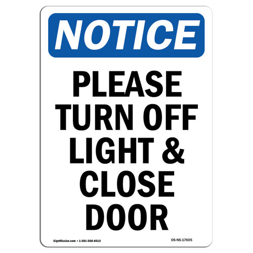 SignMission Please Turn off Light and Close Door Sign | Wayfair
