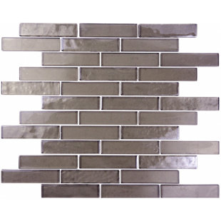 Landscape Abolos 1" x 4" V1- Uniform Appearance Dark Gray Glass Handmade Backsplash Bathroom Mosaic Wall & Floor Tile by