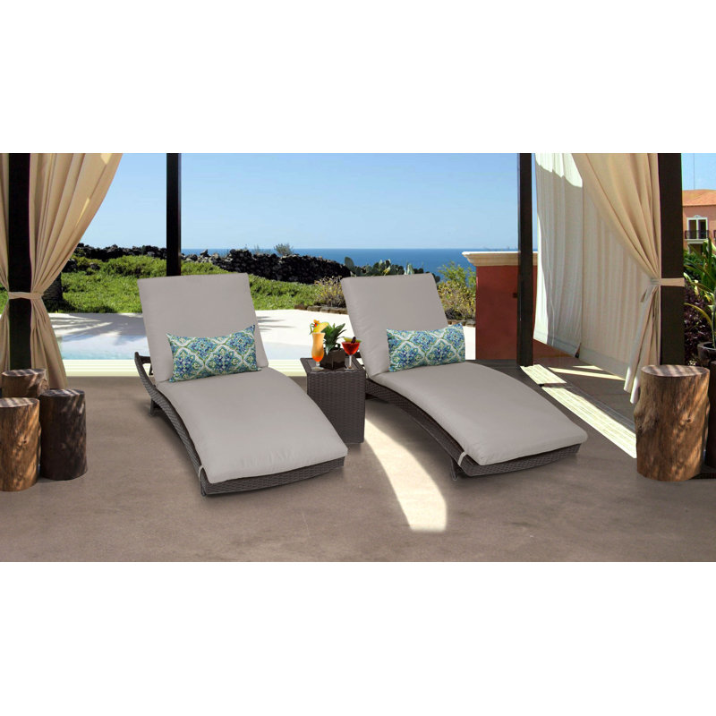 Sol 72 Outdoor Fernando Curved Sun Lounger Set with Cushion and Table