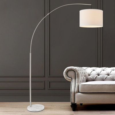 Modern Arc Floor Lamp For Living Room Arching Hanging Lamp Shade Over The Couch For Reading Bedroom Office Brushed Steel Arch Standing Floor Light Silver