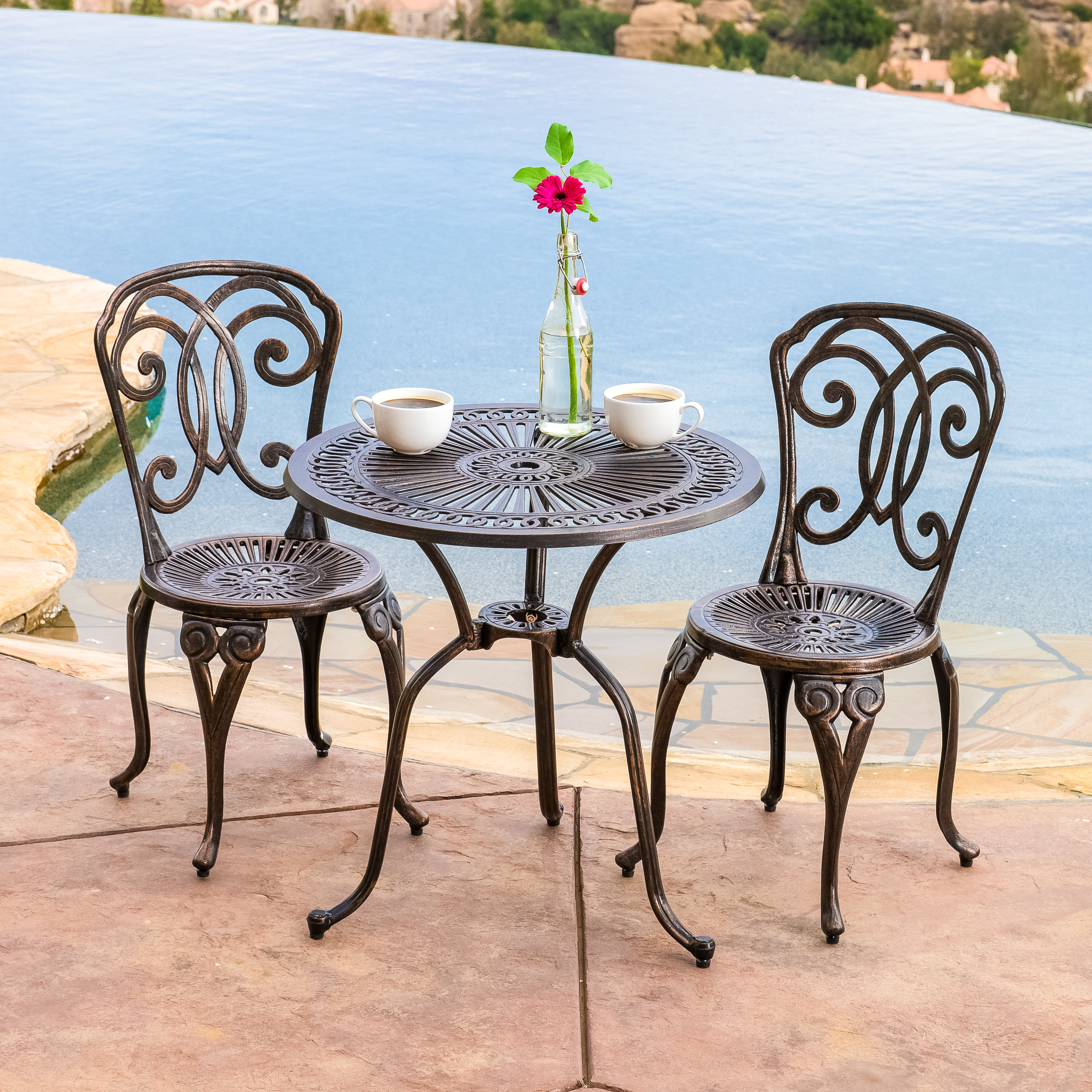 home loft concepts stella 3 piece cast aluminum outdoor bistro set