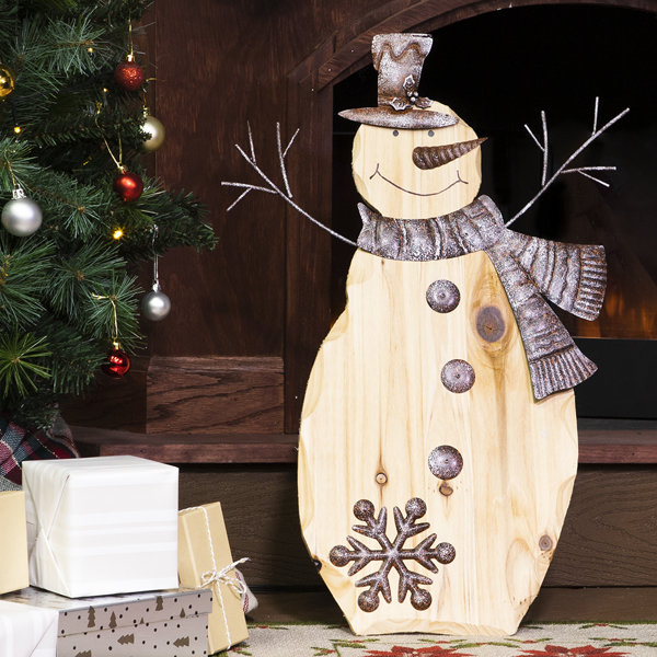 The Holiday Aisle Wooden And Metal Holiday Snowman Lawn Art Wayfair