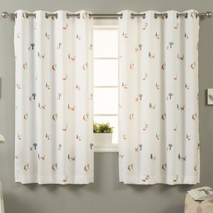 Savarese Graphic Print and Text Semi-Sheer Thermal Grommet Curtain Panels (Set of 2)