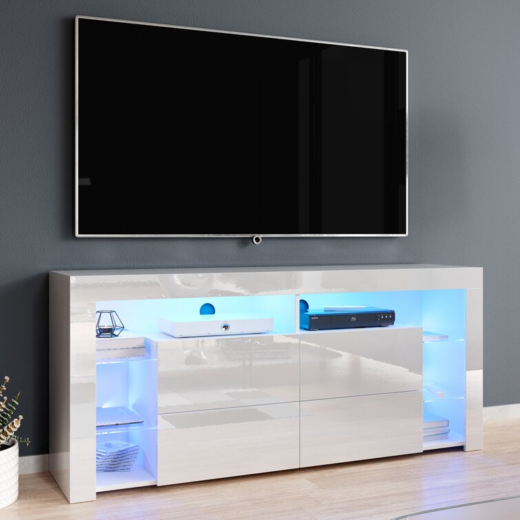 LED Modern 130cm TV Unit Cabinet Stand Sideboard Floating Gloss Door