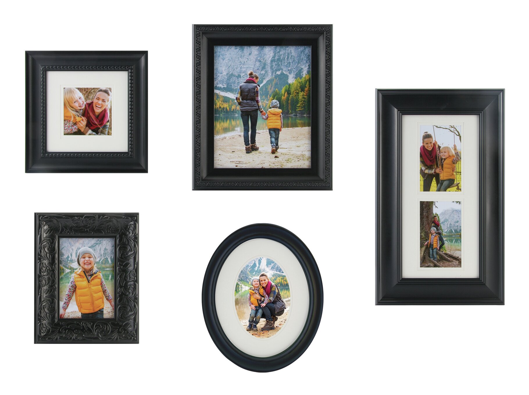 JOY MEMORY 6 Pack 5x7 Picture Frames with 4x6 Mat Vertical or Horizontal Display for Wall or Tabletop Glass Fronts Photo Frame