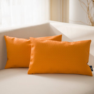 orange leather throw pillows